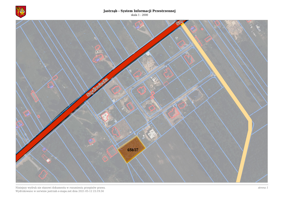 System informacji przestrzennej - graficzny wykaz działek - działka 658/37