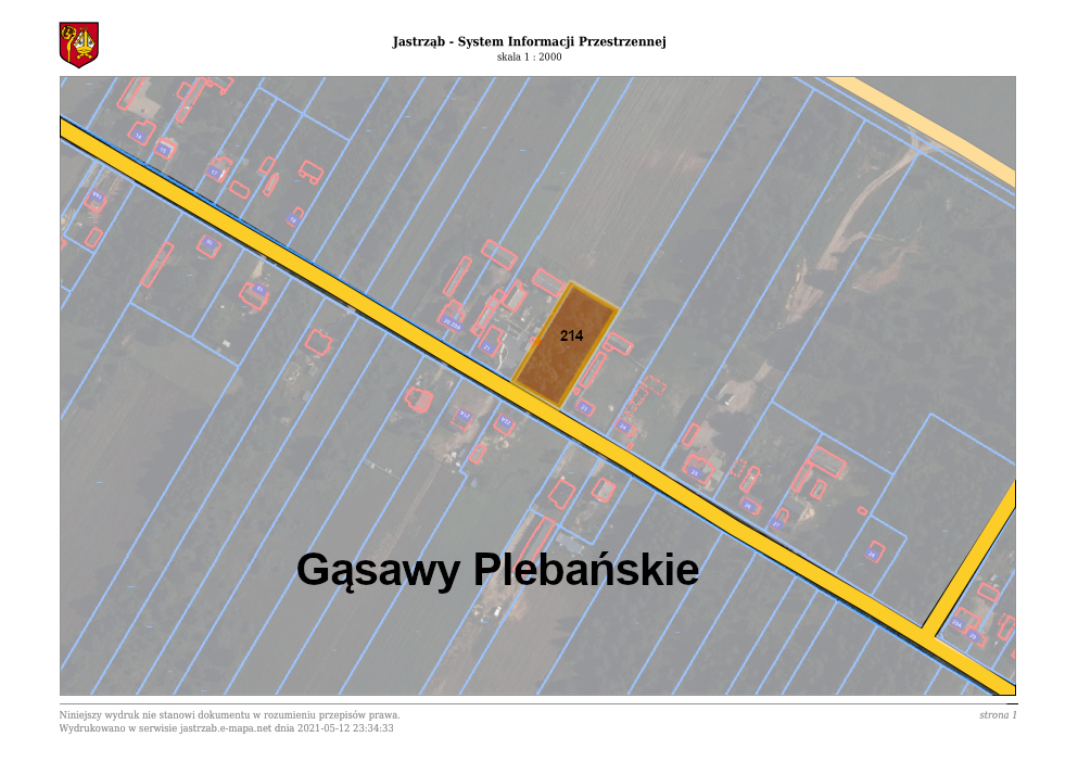 System informacji przestrzennej - graficzny wykaz działek - działka 214