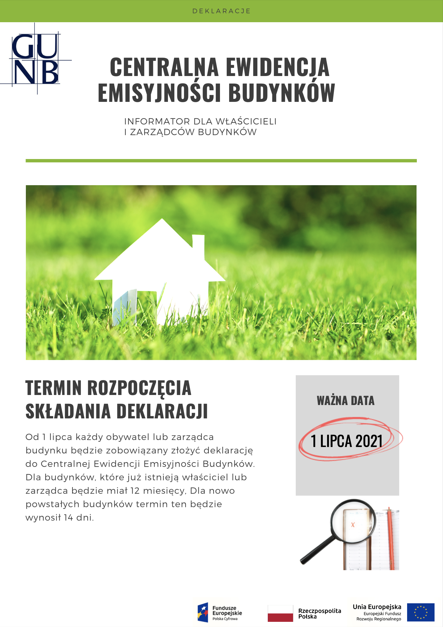 CENTRALNA EWIDENCJA EMISYJNOŚCI BUDYNKÓW Informator dla właścicieli i zarządcow budynków