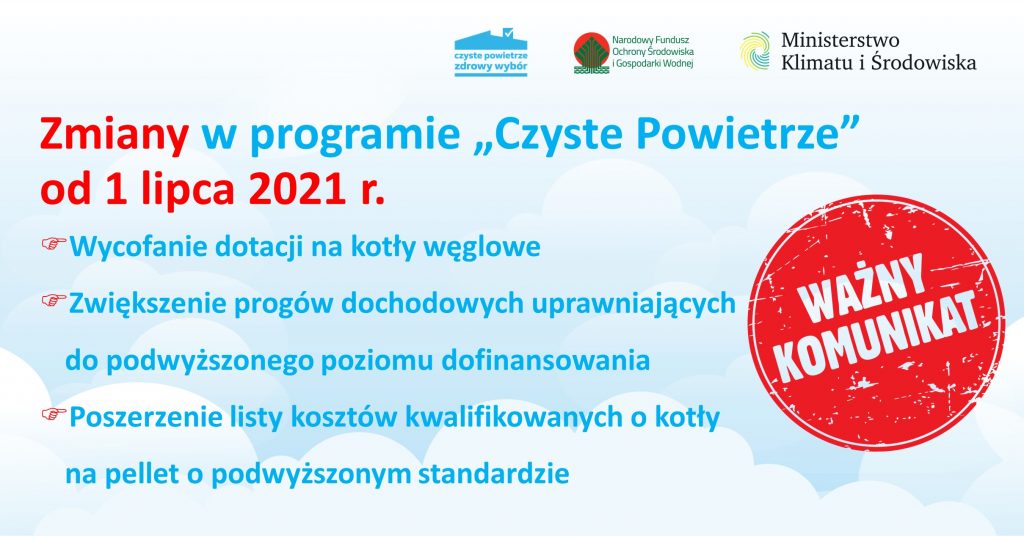 2 Zmiany w programie Czyste Powietrze od 1 lipca 2021 1024x536