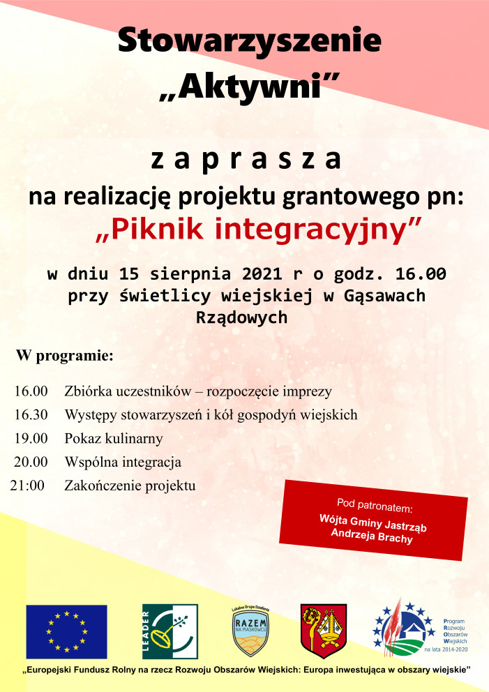 Plakat Piknik integracyjny Stowarzyszenie Aktywni
