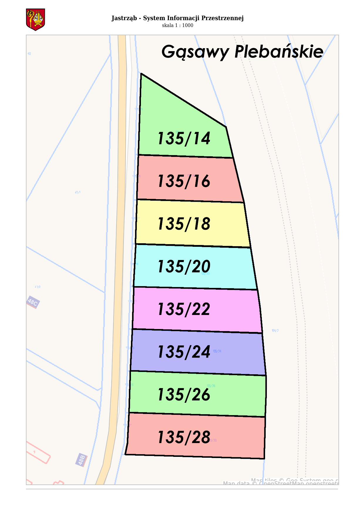 działki zaznaczone na mapie