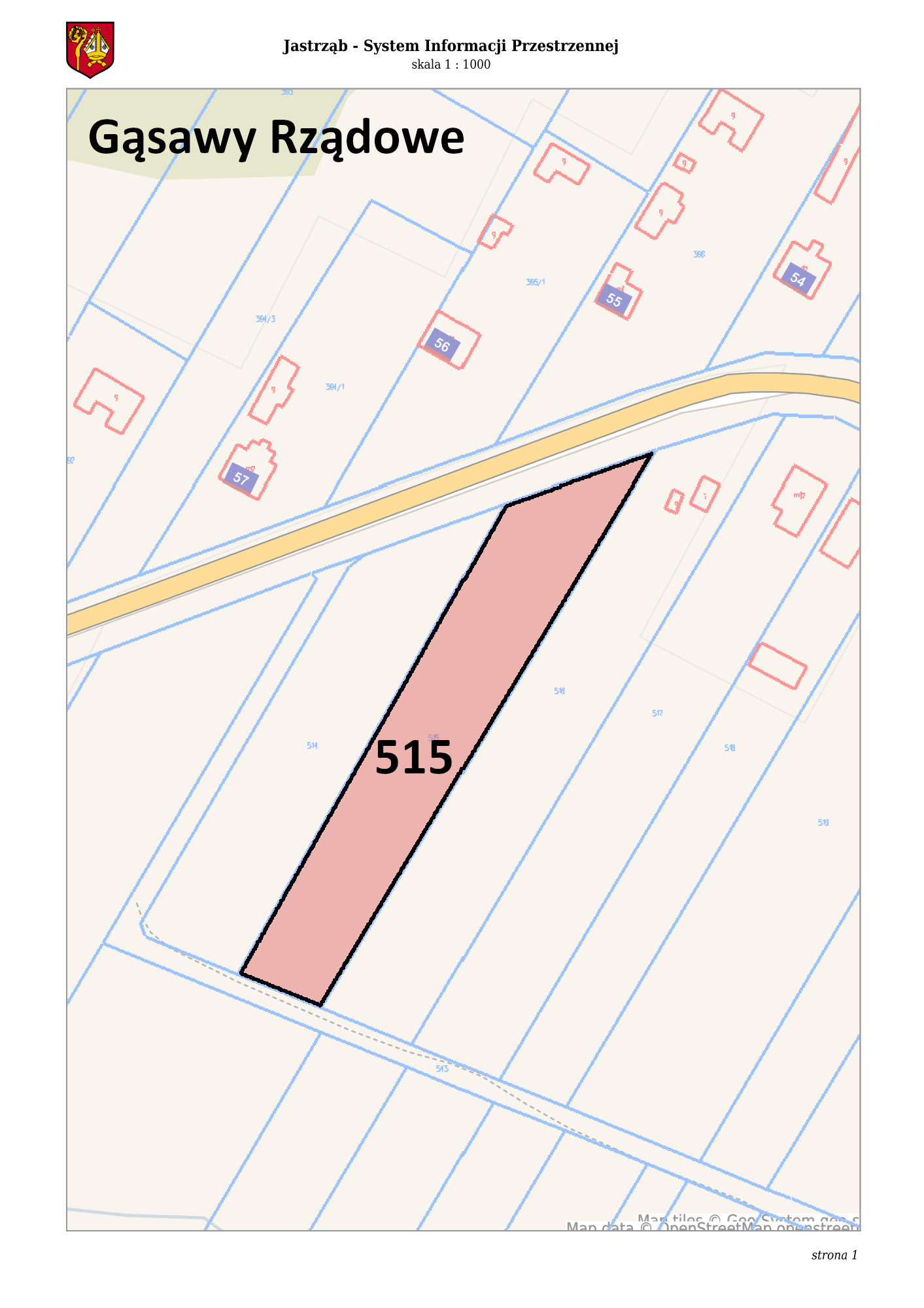 działki zaznaczone na mapie