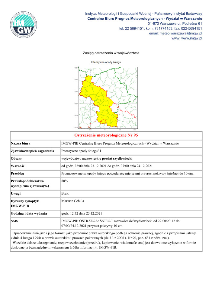 Ostrzeżenie Meteorologiczne nr 95 - MZW_1430_IS_20211223113223154