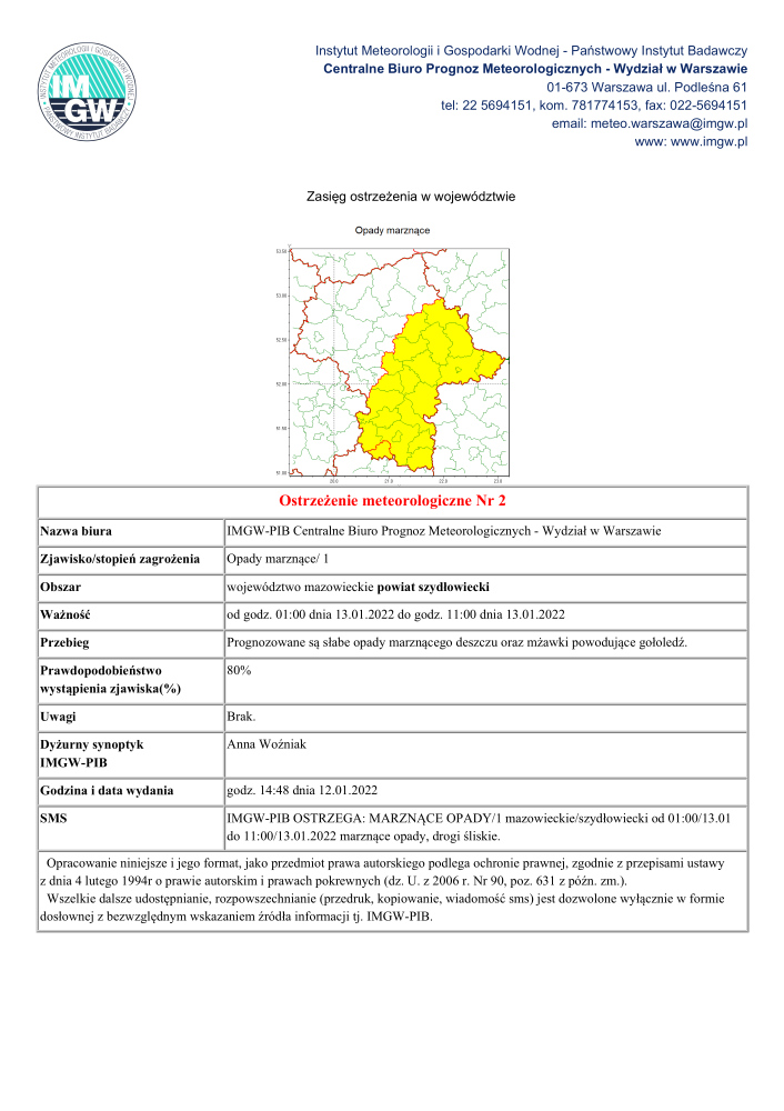 Ostrzeżenie Meteorologiczne nr 2 - MZW_1430_OM_20220112134852839