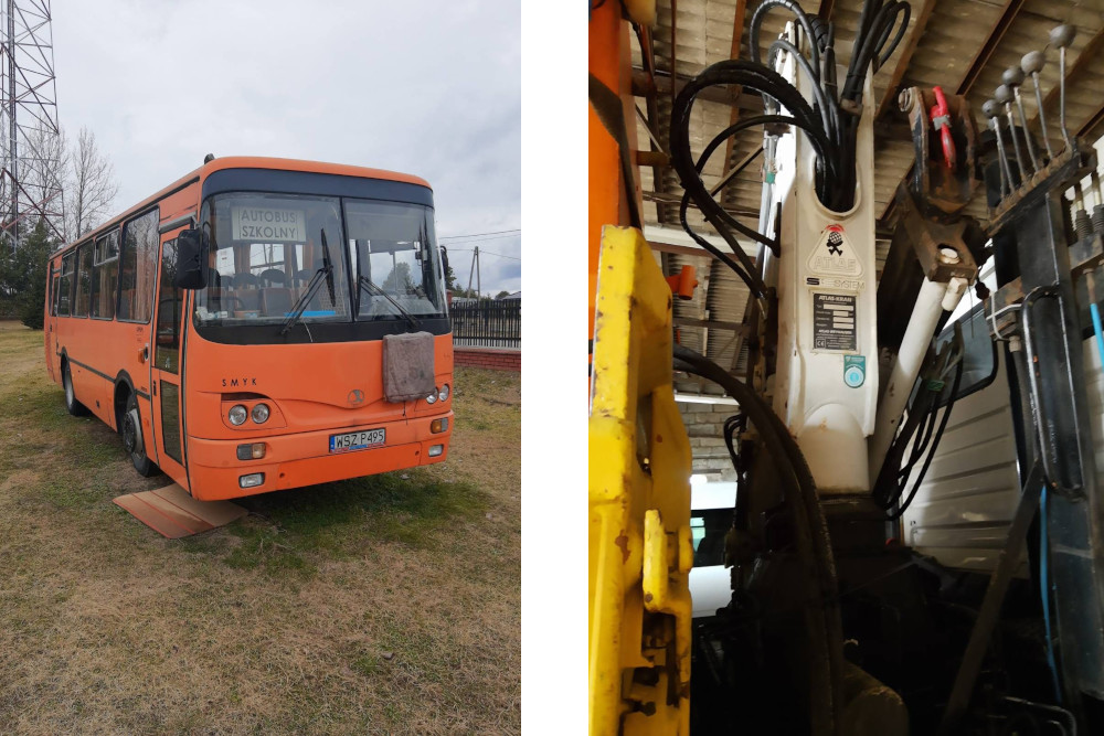 Na sprzedaż - autobus i żuraw