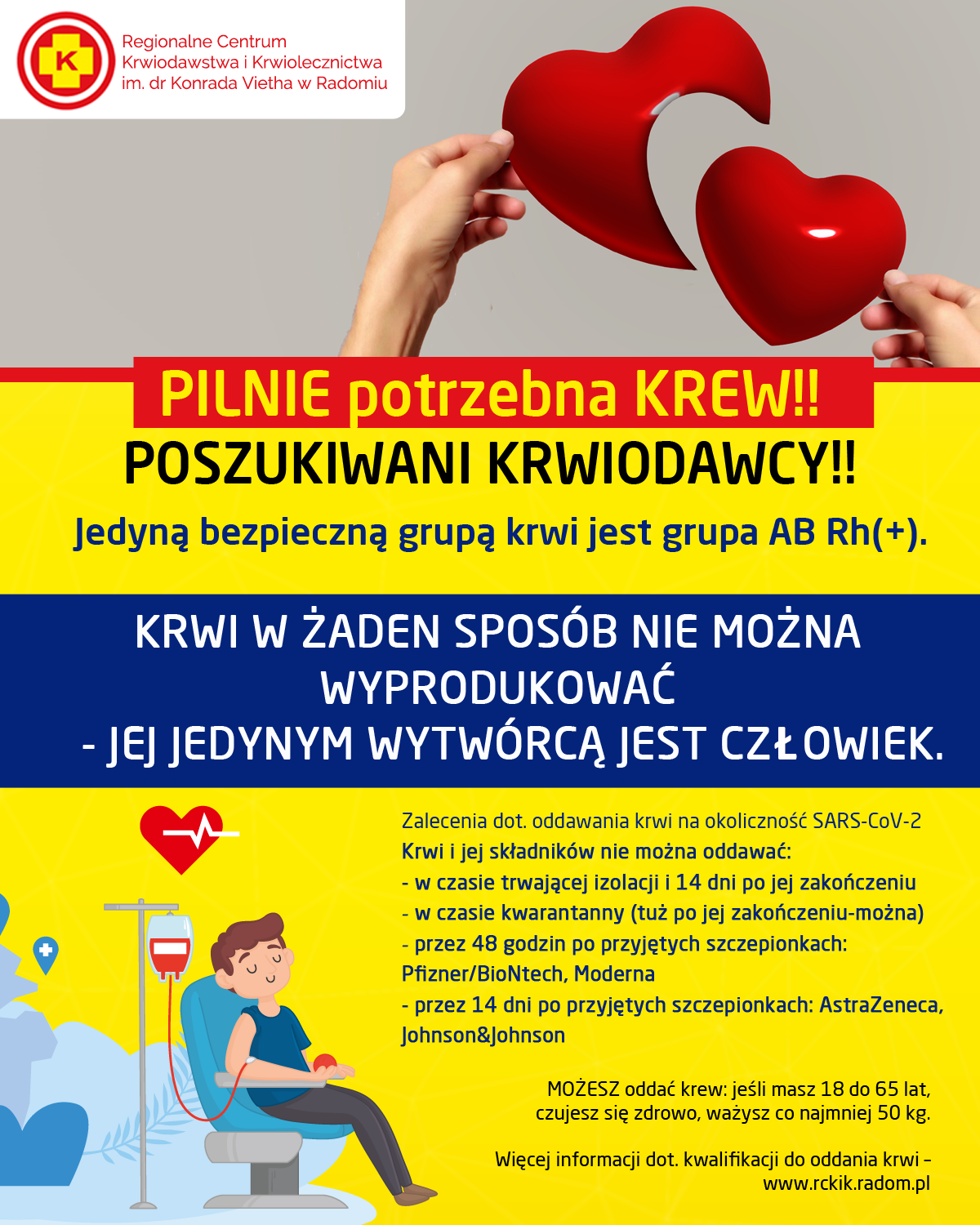 Plakat RCKiK brakuje krwi