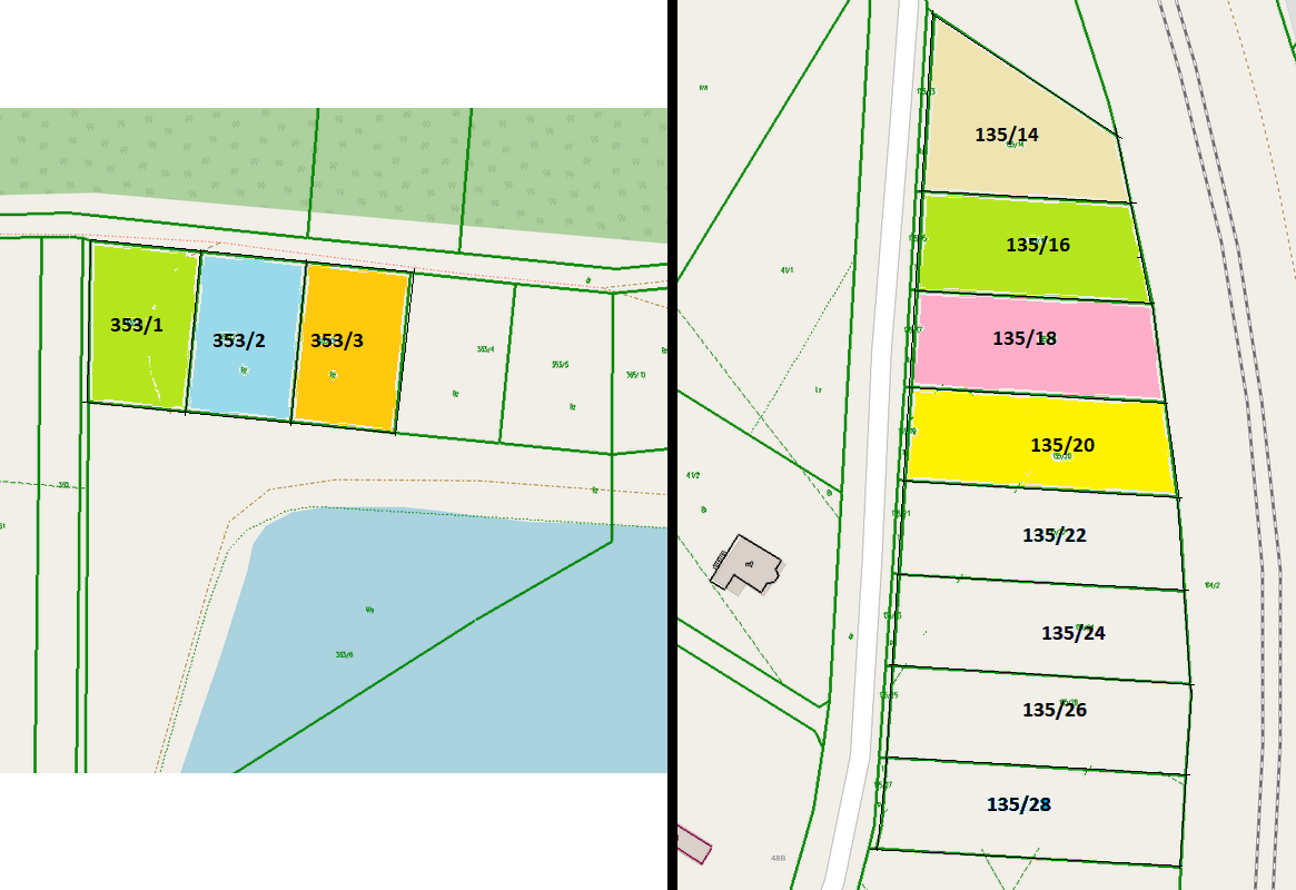działki zaznaczone na mapie