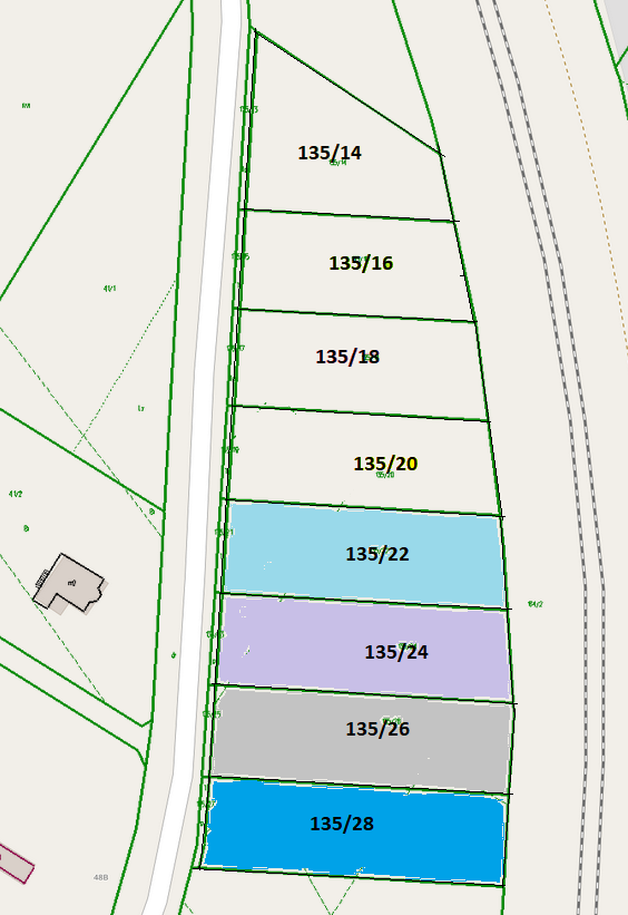 działki zaznaczone na mapie