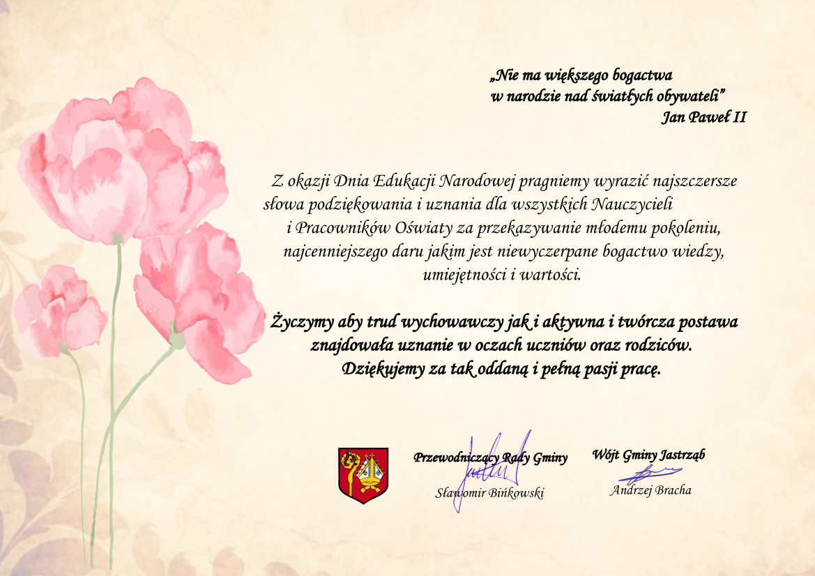 Życzenia z okazji Dnia Edukacji Narodowej