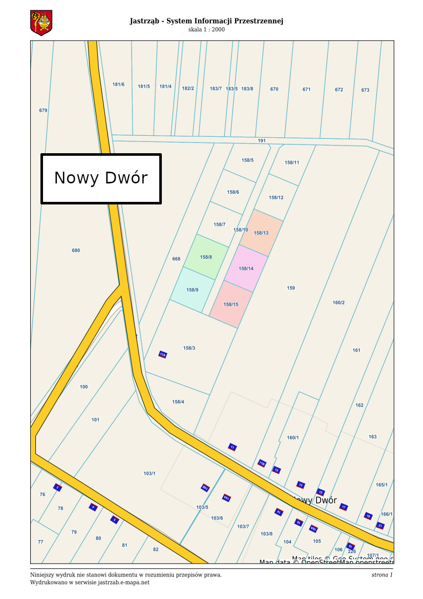 działki zaznaczone na mapie