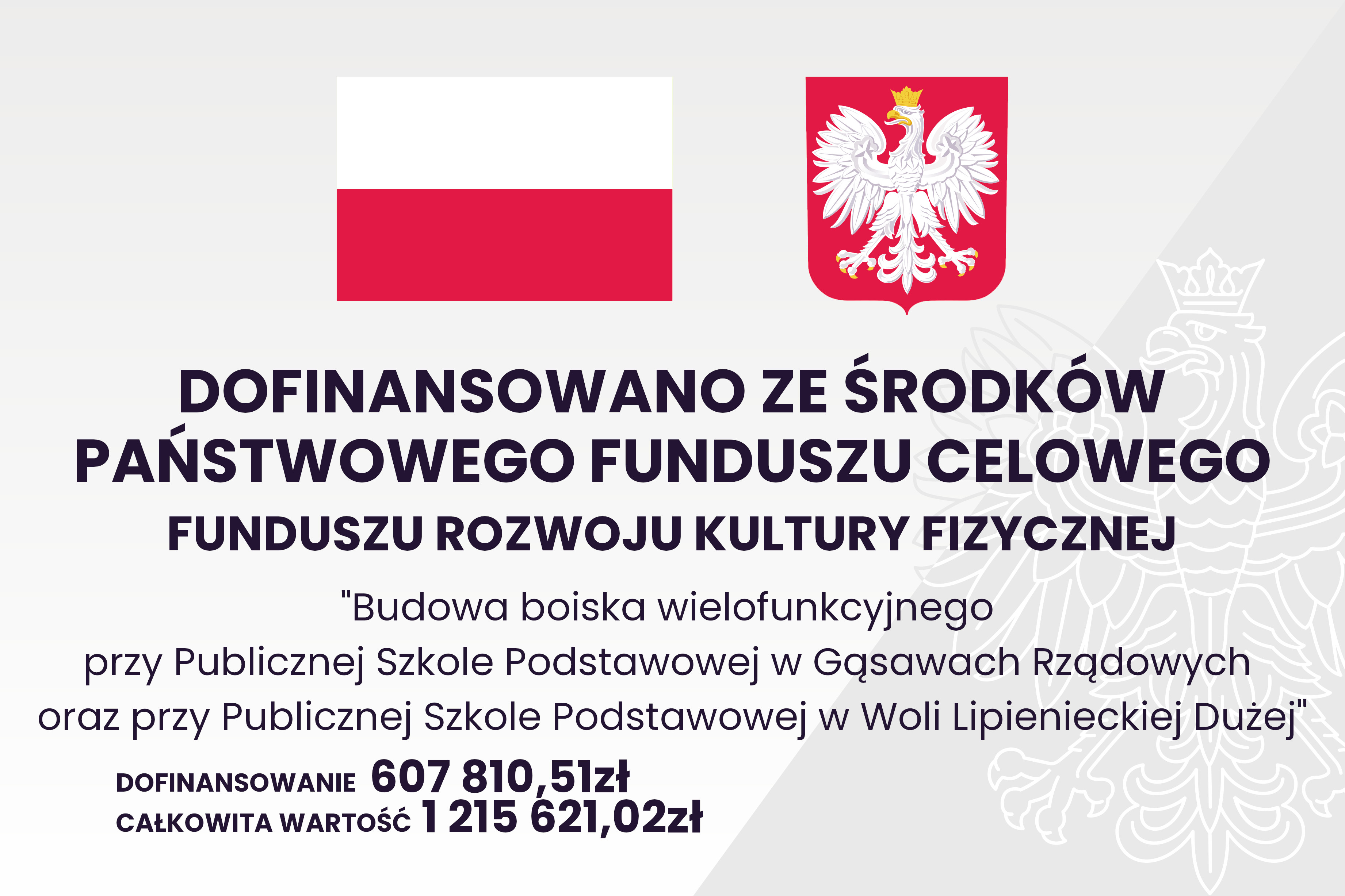 Dofinansowanie z środków Funduszu Celowego Funduszu Rozwoju Kultury Fizycznej 