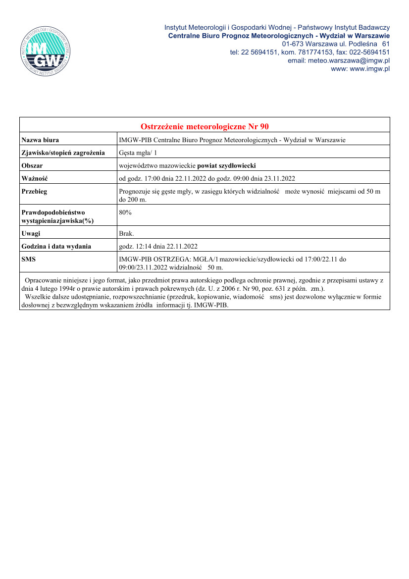 Ostrzeżenie Meteorologiczne nr 90 - MZW_1430_MG_20221122111428684