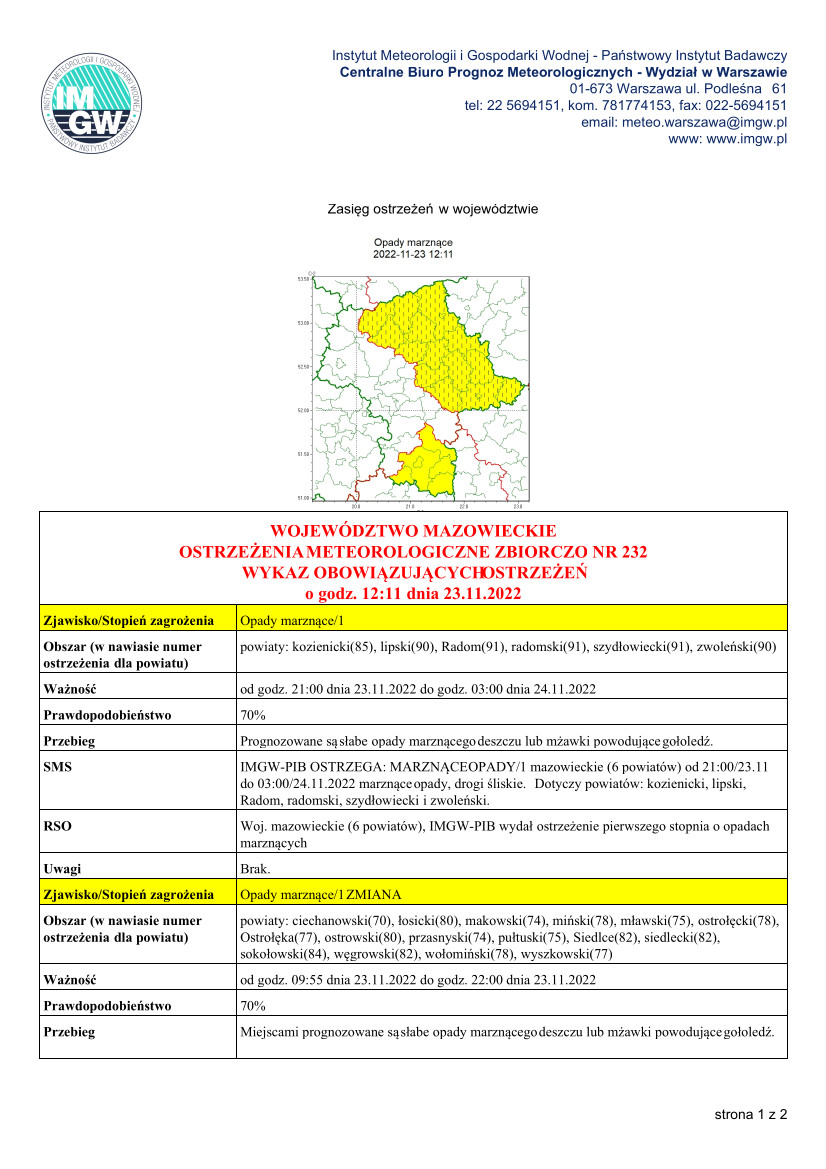 Ostrzeżenie Meteorologiczne zbiorczo nr 232 - MZW_STAN_20221123111429280