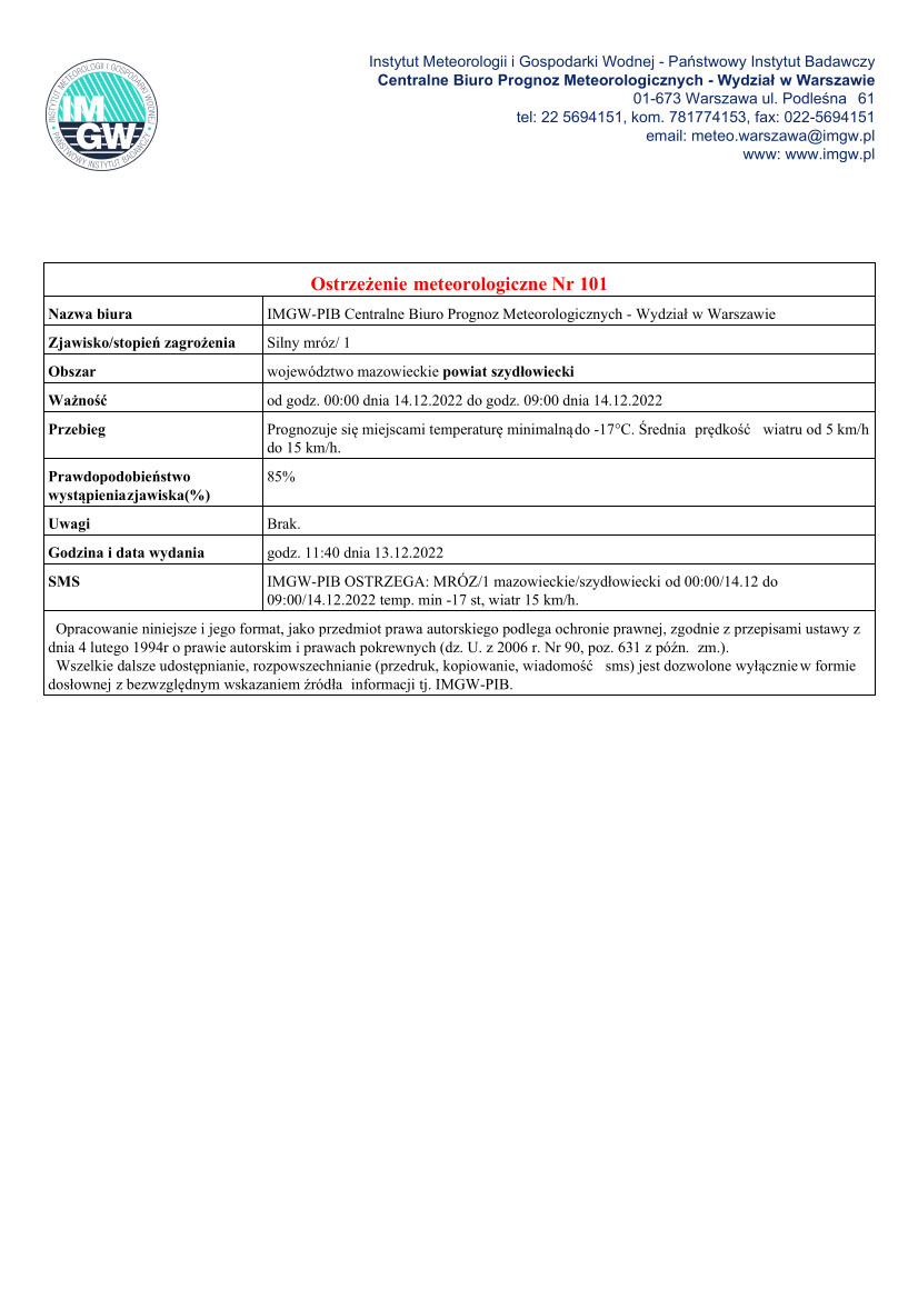 Ostrzeżenie Meteorologiczne nr 101 - MZW_1430_MR_20221213104024223