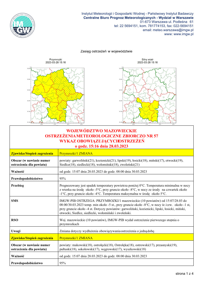 Ostrzeżenie Meteorologiczne zbiorczo nr 57 - MZW_STAN_20230328131703927