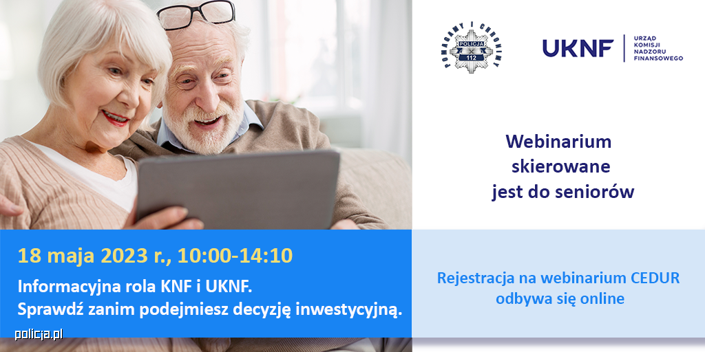Baner informacyjny - Webinarium skierowane jest do seniorów