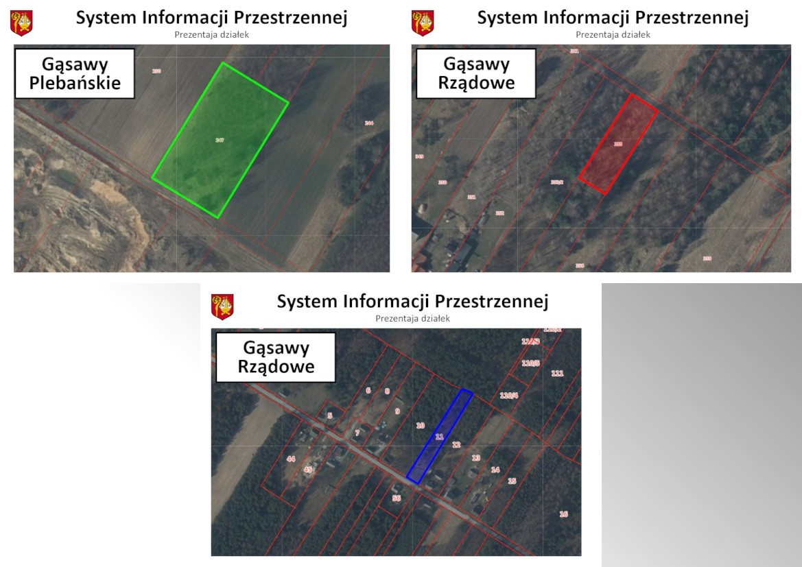 Wizualizacja - działki Gąsawy Rządowe oraz Gąsawy Plebańskie