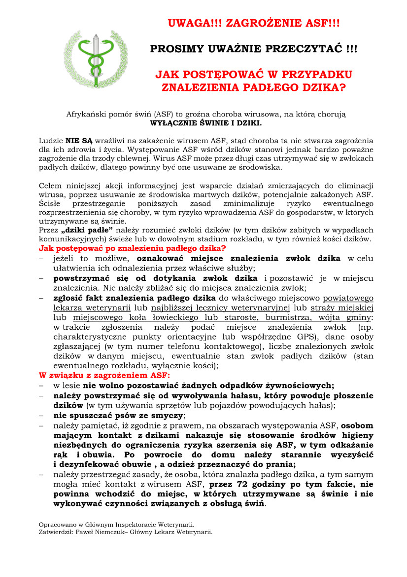 skan ulotka znalezienie padłego dzika