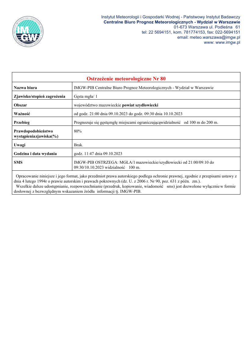 Ostrzeżenie meteorogiczne 1 strona
