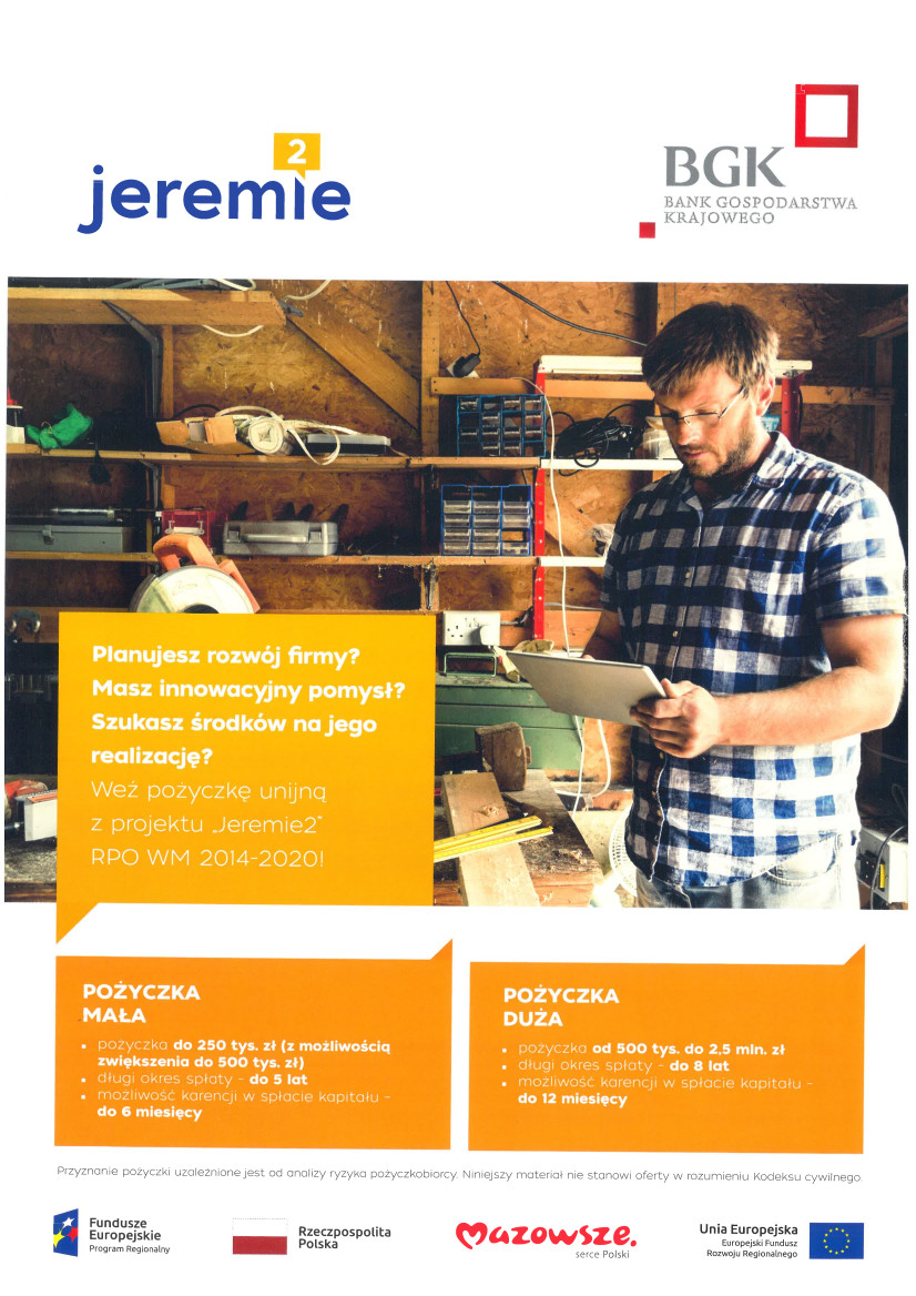 Plakat - Spotkanie informacyjno-szkoleniowe dotyczące pomocy finansowej dla Przedsiębiorców