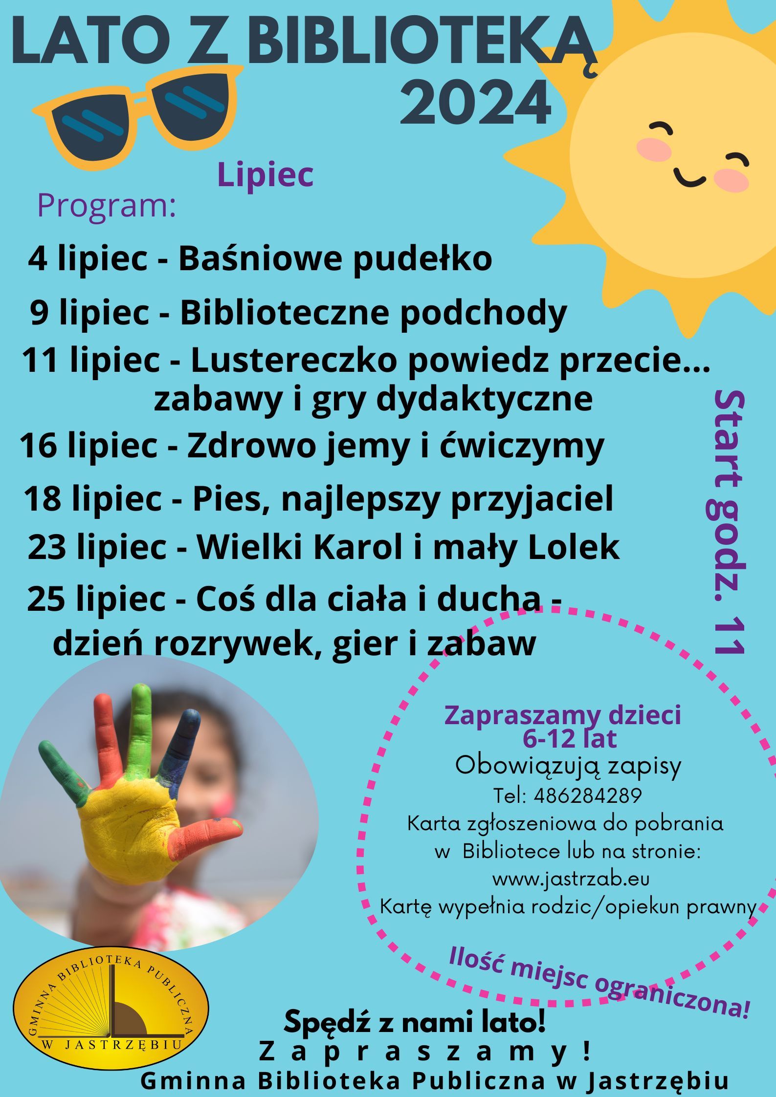 Plakat - Lato z Biblioteką - treść w artykule