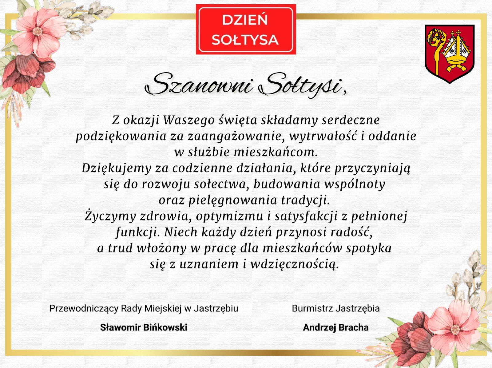 Życzenia z okazji Dnia Sołtysa - treść w artykule