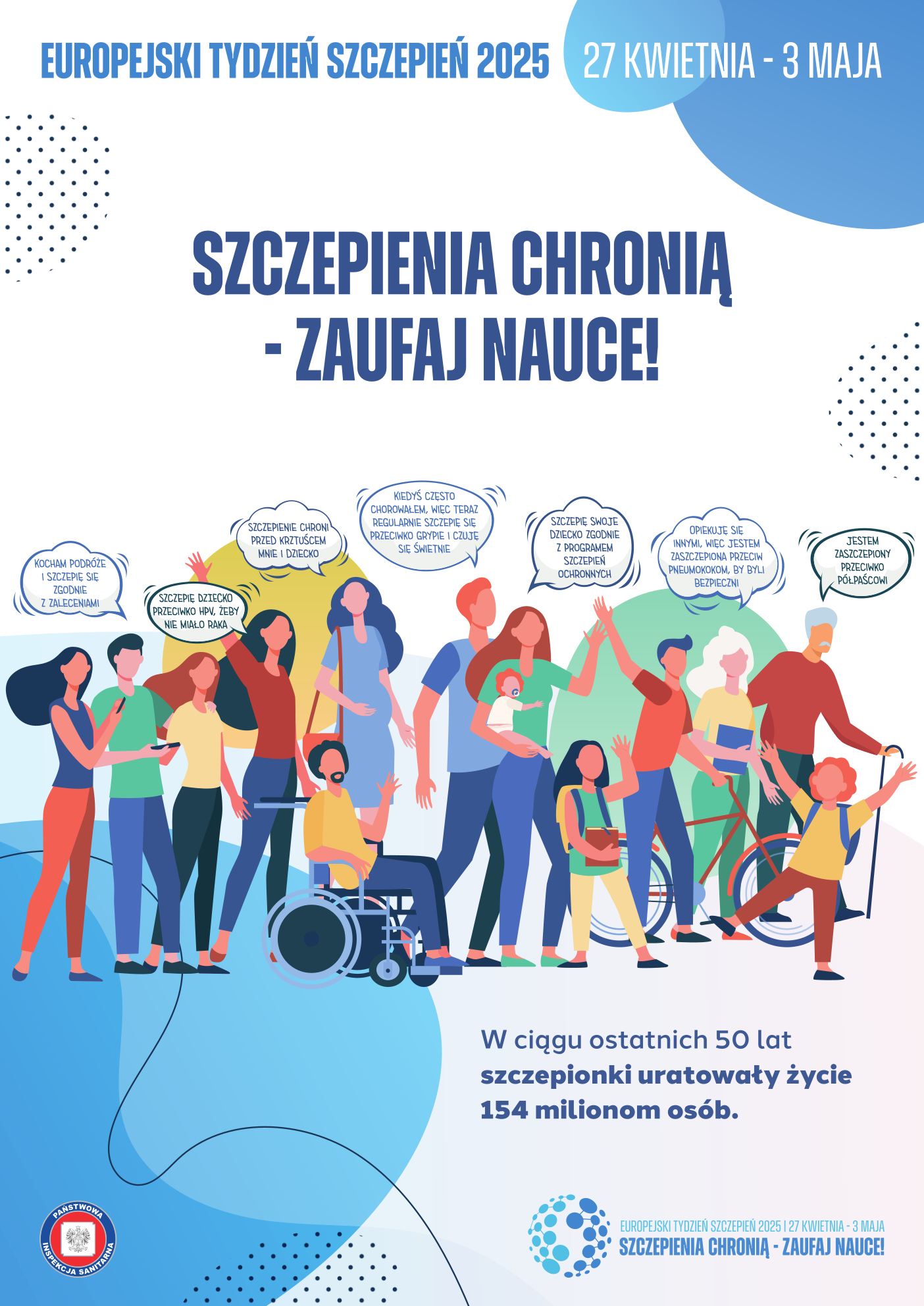 plakat - Europejski Tydzień Szczepień 27 kwietnia - 3 maja - treść w artykule