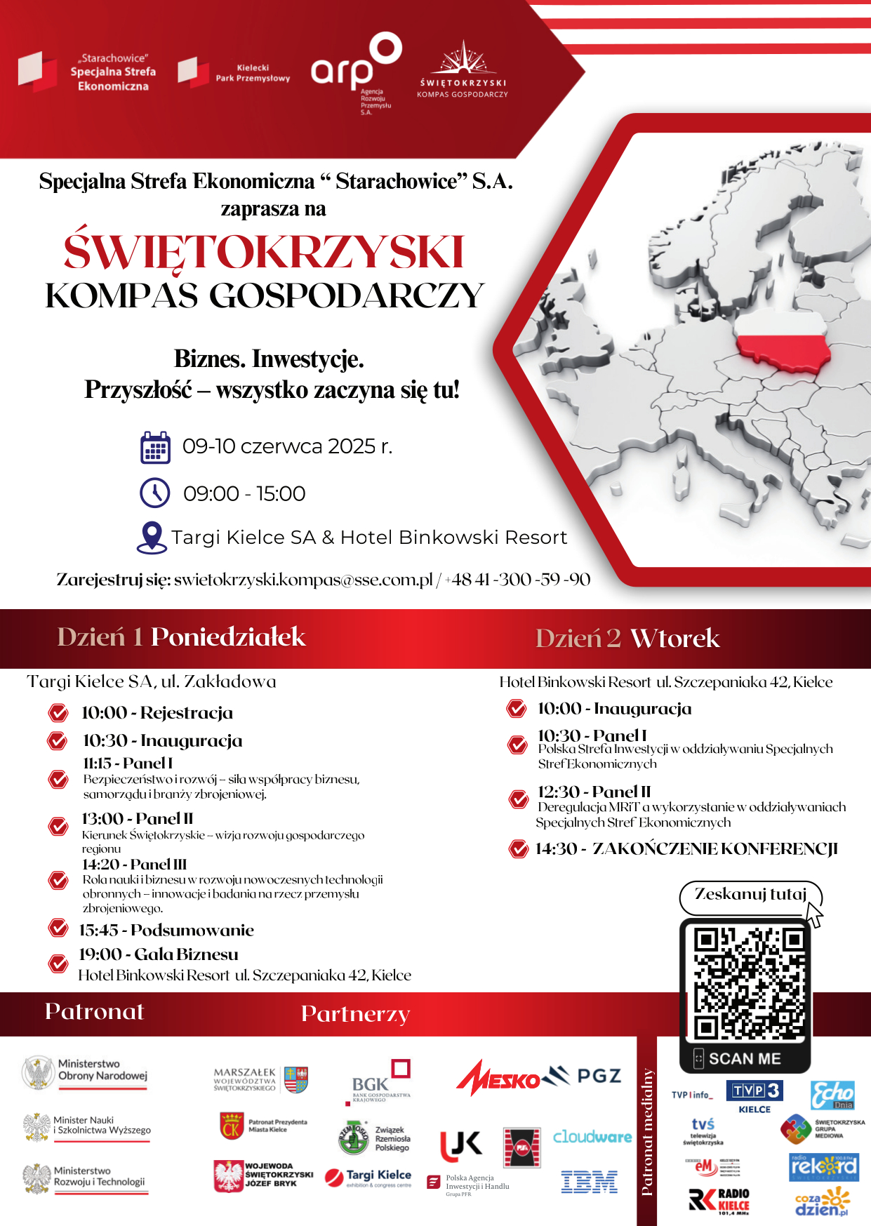 Plakat - Specjalna Strefa Ekonomiczna "Starachowice" S.A. zaprasza na Świętokrzyski Kompas Gospodarczy - treść w artykule