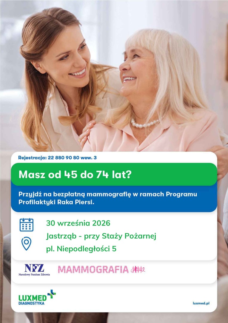 "LUX MED Diagnostyka zaprasza na bezpłatne badania mammograficzne w technologii cyfrowej w ramach Programu Profilaktyki Raka Piersi finansowanego przez NFZ" - treść w artykule