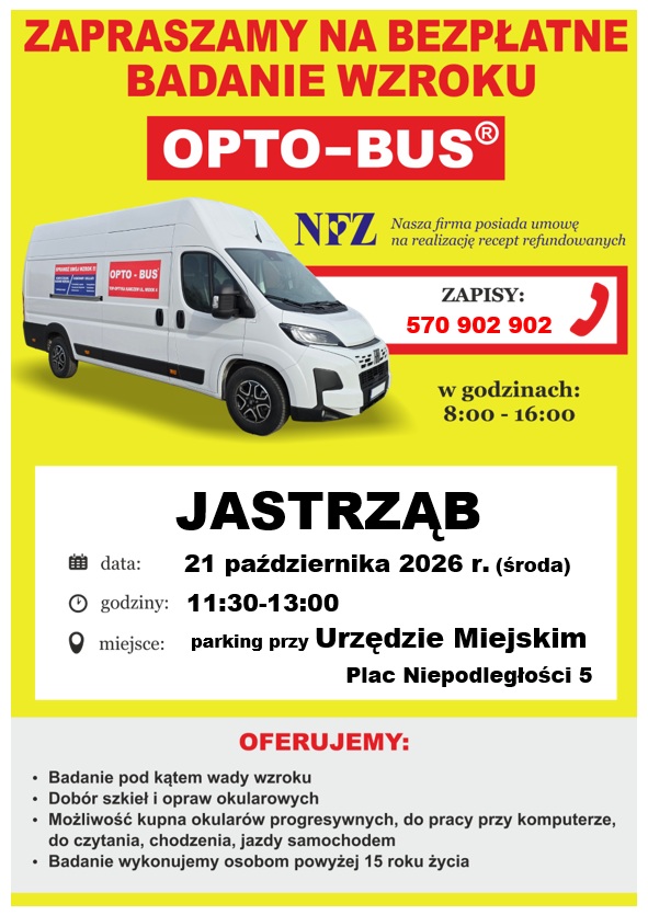 "Zapraszamy na bezpłatne badanie wzroku OPTO-BUS" - treść w artykule