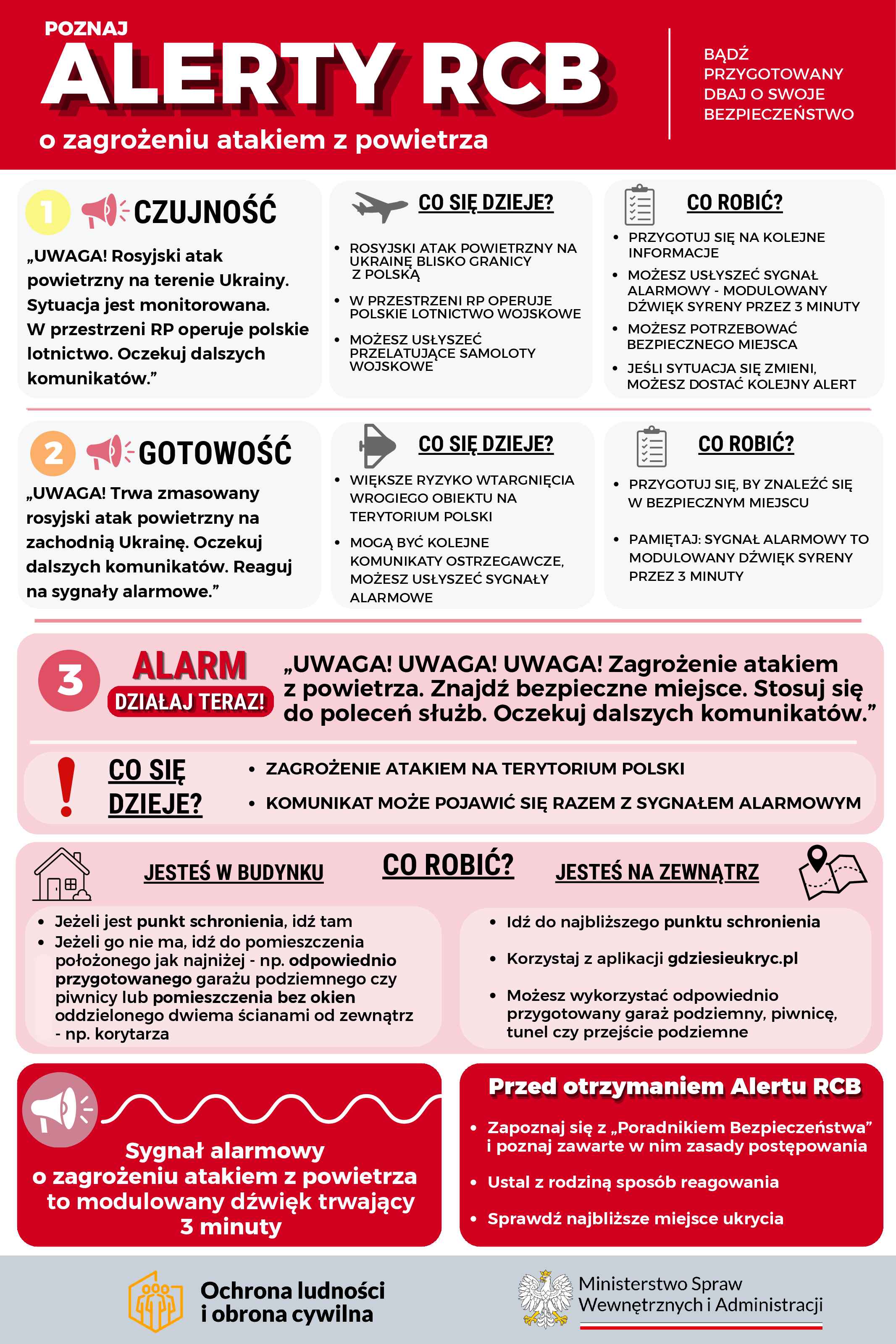 Alerty RCB - Zagrożenie atakiem z powietrza