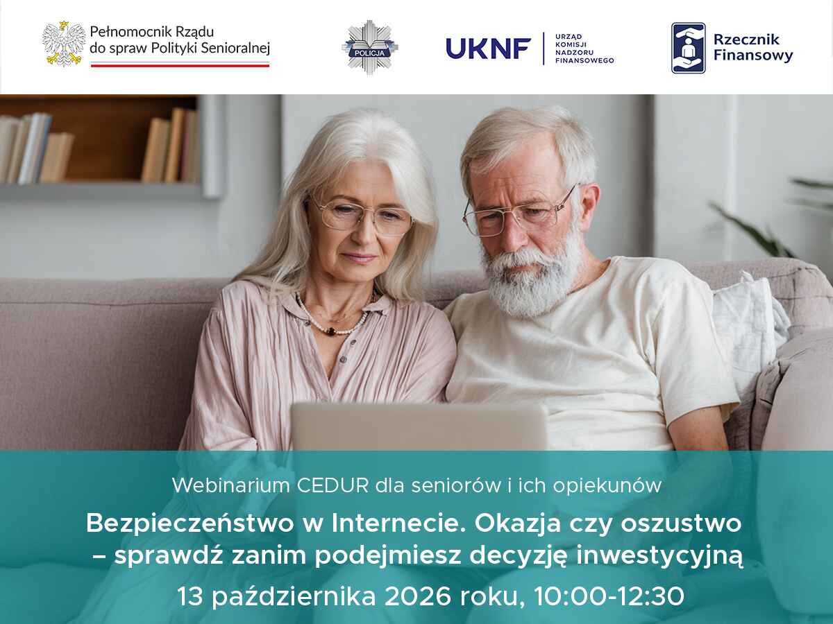 Urząd Komisji Nadzoru Finansowego zaprasza seniorów i ich opiekunów na webinarium - treść w artykule